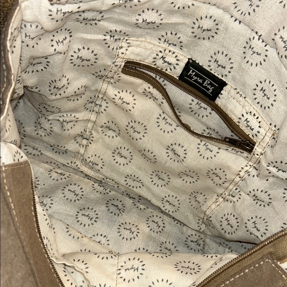 Myra Bag Geometric Brown and Gray Tote - Picture 4 of 7